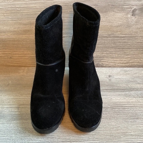 Marc by Marc Jacobs cute black leather and suede hidden wedge boot 38 1/2 8.5 - Picture 9 of 15